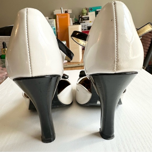 Tuxedo Black and White Patent Heels - Picture 4 of 10